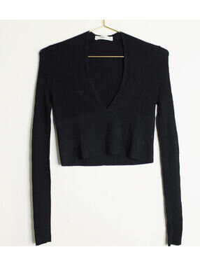 Zara Knit Black Long Sleeve Top - Small